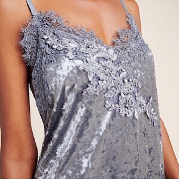 Anthropologie Porridge Tessie Silver Grey Velvet Dress NWT Small - Picture 2 of 13